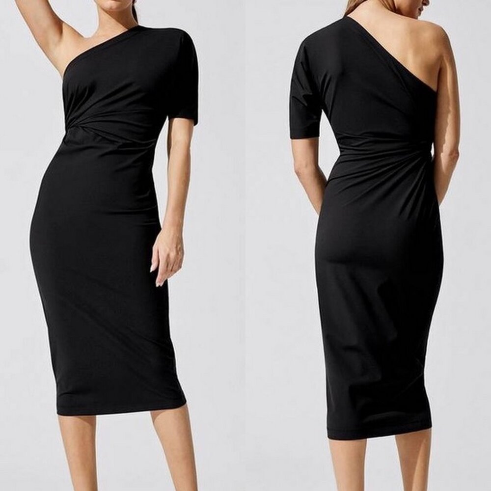 Carbon38 One Shoulder Dre Stretch Midi Dress